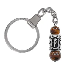 Брелок-амулет Феху с руной из нержавеющей стали, Тигровый глаз BKN-34