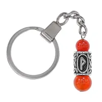 Брелок-амулет Вуньо с руной из нержав. стали, Сердолик BKN-36