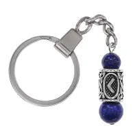 Брелок-амулет Кеназ с руной из нержав. стали, Лазурит BKN-37