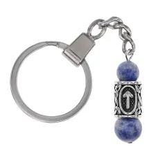 Брелок-амулет Тейваз с руной из нержавеющей стали, Содалит BKN-40