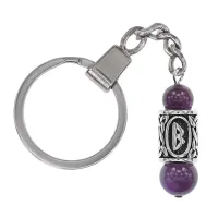Брелок-амулет Беркана с руной из нержавеющей стали, Аметист BKN-42