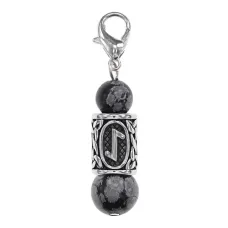 Брелок-амулет Эйваз с руной из нержавеющей стали, Обсидиан BKN1-43