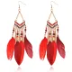 Серьги с перьями, 14х2,5х1см, цвет красный SE020-03