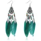 Серьги с перьями, 12х2х1см, цвет изумрудный SE312-01