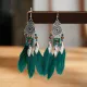 Серьги с перьями, 12х2х1см, цвет изумрудный SE312-01