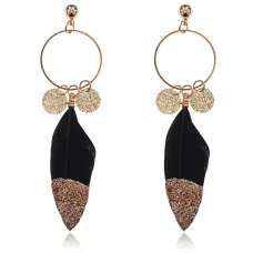 Серьги с перьями, 9х2,5х1см SE314