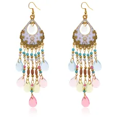 Серьги Капля, 11х2,5х1см, цвет белый SE315-01