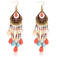 Серьги Капля, 11х2,5х1см, цвет бордовый SE315-02