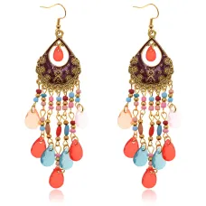 Серьги Капля, 11х2,5х1см, цвет бордовый SE315-02