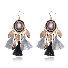 Серьги с кисточками, 10х3х1см, цвет черный SE316-01