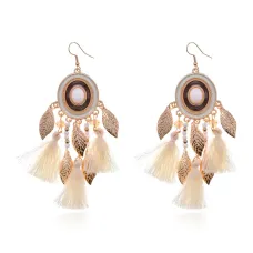 Серьги с кисточками, 10х3х1см, цвет белый SE316-02