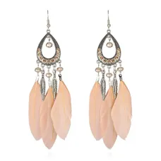 Серьги Капля с перьями, 12,5х2,5х1см SE318
