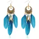 Серьги Полумесяц с перьями, 12х2,5х1см, цвет синий SE320-01