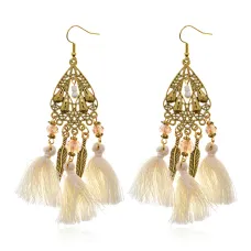 Серьги Капля с кисточками, 10х2х1см SE322