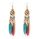 Серьги Капля с перьями, 13,5х2х1см SE324