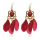 Серьги Сердце с перьями, 9х2,5х1см, цвет красный SE327-01