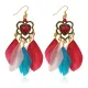 Серьги Сердце с перьями, 9х2,5х1см, разноцветные SE327-02