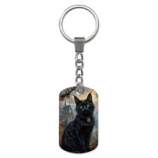 Брелок-жетон с изображением Черный кот ZH-0013
