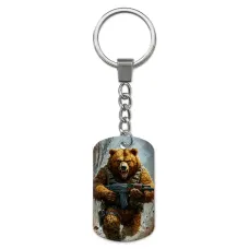 Брелок-жетон с изображением Медведь с автоматом ZH-0052