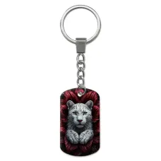 Брелок-жетон с изображением Белоснежный дикий кот ZH-0057
