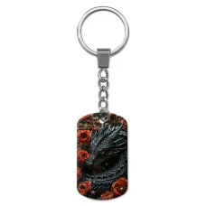 Брелок-жетон с изображением Дракон и розы ZH-0078