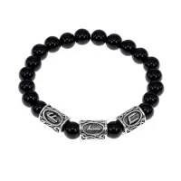 Браслет «Золотая», «вечная» формула нат.камень Черный агат 8мм BSR093