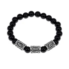Браслет «Золотая», «вечная» формула нат.камень Черный агат 8мм BSR093