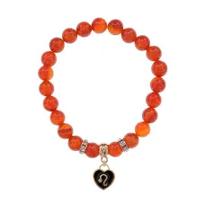 Браслет Знаки Зодиака Лев, нат.кам. Сердолик 8мм BS-CR-0875