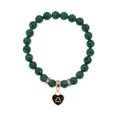 Браслет Знаки Зодиака Весы, синт.кам. Малахит 8мм BS-CR-0877