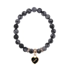 Браслет Знаки Зодиака Стрелец, нат.кам. Обсидиан 8мм BS-CR-0879