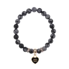 Браслет Знаки Зодиака Водолей, нат.кам. Обсидиан 8мм BS-CR-0881