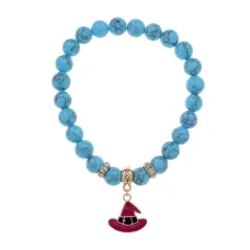 Браслет Шляпа (магический дар) синт.кам. Бирюза 8мм BS-CR-0905