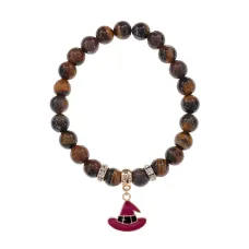 Браслет Шляпа (магический дар) нат.кам. Тигровый глаз 8мм BS-CR-0919