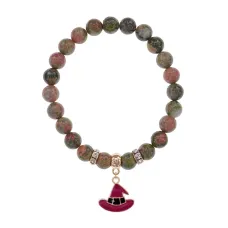 Браслет Шляпа (магический дар) нат.кам. Унакит 8мм BS-CR-0920