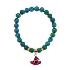 Браслет Шляпа (магический дар) синт.кам. Хризоколла 8мм BS-CR-0921