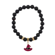 Браслет Шляпа (магический дар) нат.кам. Черный агат 8мм BS-CR-0923