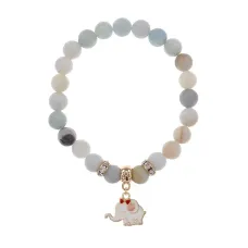 Браслет Слоненок (мудрость, сила) нат.кам. Амазонит 8мм BS-CR-0986