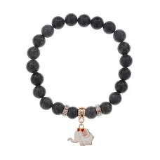 Браслет Слоненок (мудрость, сила) нат.кам. Змеевик 8мм BS-CR-0989