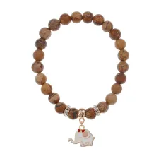 Браслет Слоненок (мудрость, сила) нат.кам. Песочная яшма 8мм BS-CR-0990