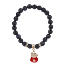 Браслет Манеки-Неко (защита дома) синт.кам. Синий авантюрин 8мм BS-CR-0992