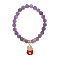 Браслет Манеки-Неко (защита дома) нат.кам. Аметист 8мм BS-CR-0993