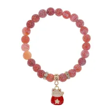 Браслет Манеки-Неко (защита дома) нат.кам. Африканский агат 8мм BS-CR-0994