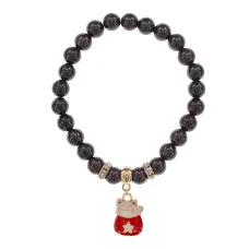 Браслет Манеки-Неко (защита дома) нат.кам. Гранат 8мм BS-CR-0996