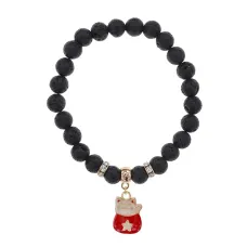 Браслет Манеки-Неко (защита дома) нат.кам. Лава 8мм BS-CR-0999