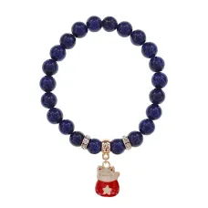 Браслет Манеки-Неко (защита дома) нат.кам. Лазурит 8мм BS-CR-1000