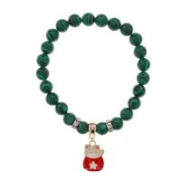 Браслет Манеки-Неко (защита дома) синт.кам. Малахит 8мм BS-CR-1002