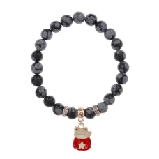 Браслет Манеки-Неко (защита дома) нат.кам. Обсидиан 8мм BS-CR-1004