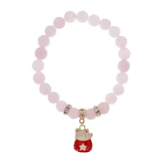 Браслет Манеки-Неко (защита дома) нат.кам. Розовый кварц 8мм BS-CR-1005