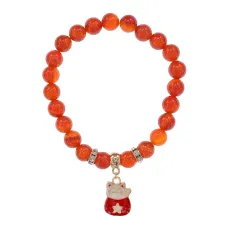 Браслет Манеки-Неко (защита дома) нат.кам. Сердолик 8мм BS-CR-1007