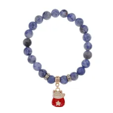 Браслет Манеки-Неко (защита дома) нат.кам. Содалит 8мм BS-CR-1008